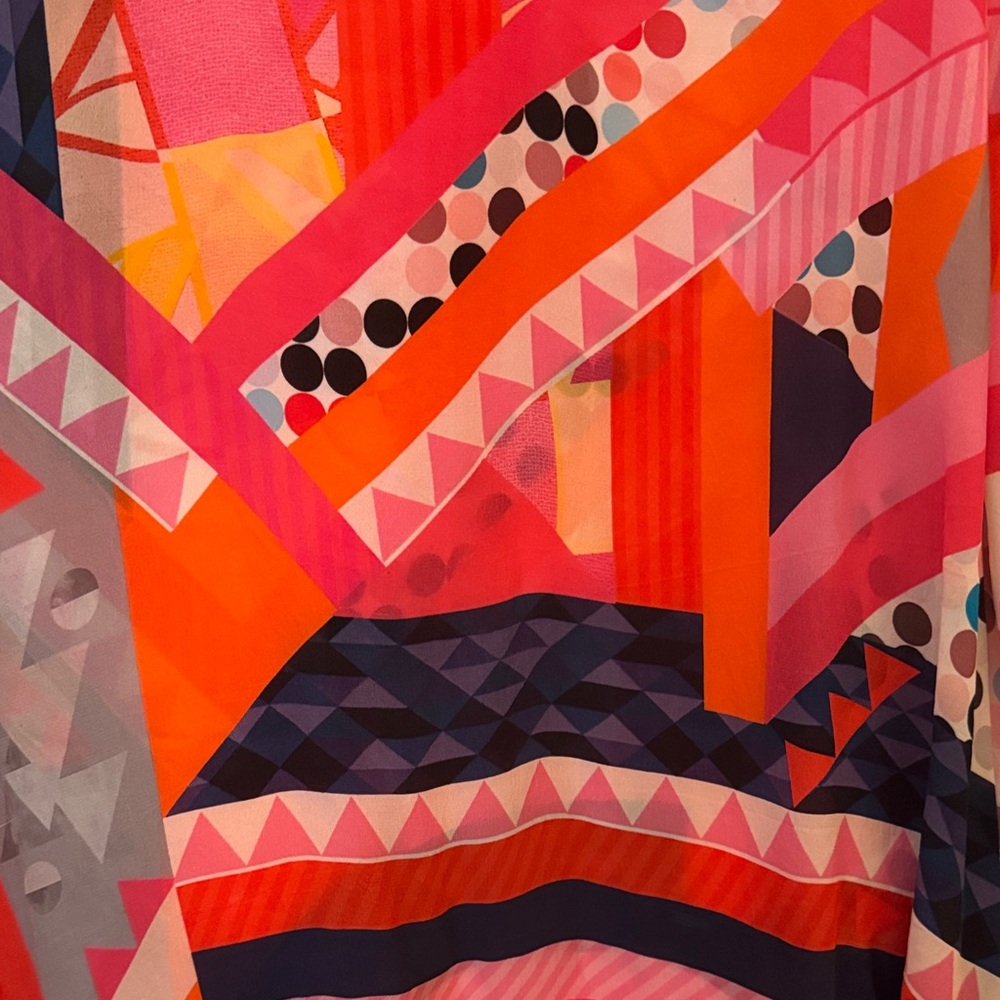 Charlie Page  Multicolor Geometric Blouse or bathing suit cover. - Picture 3 of 3